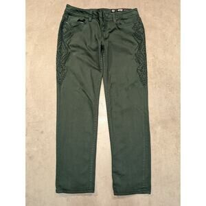 Miss Me Jeans Mid Rise Skinny Green Women's 33 Denim Pants